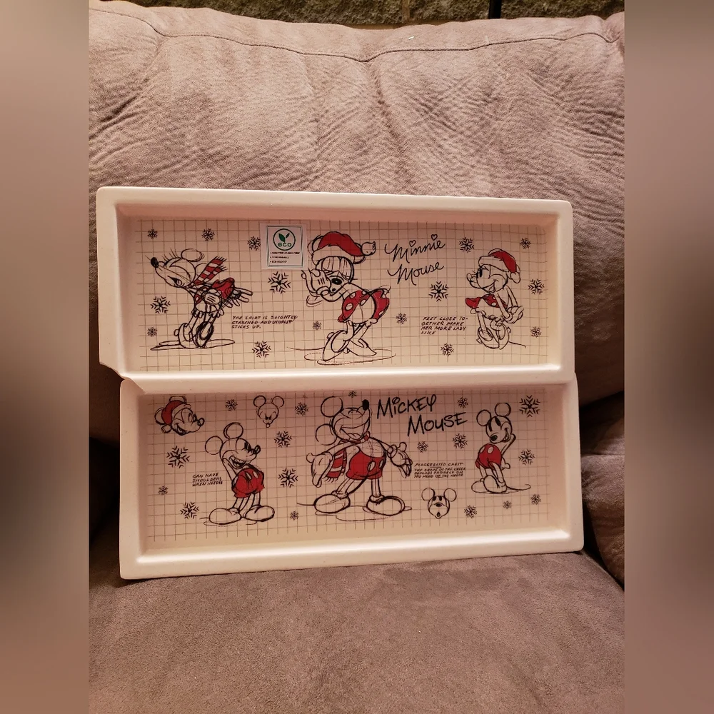 Mickey And Minnie Mouse Bamboo Fibre Trays Rectangle Sketch New